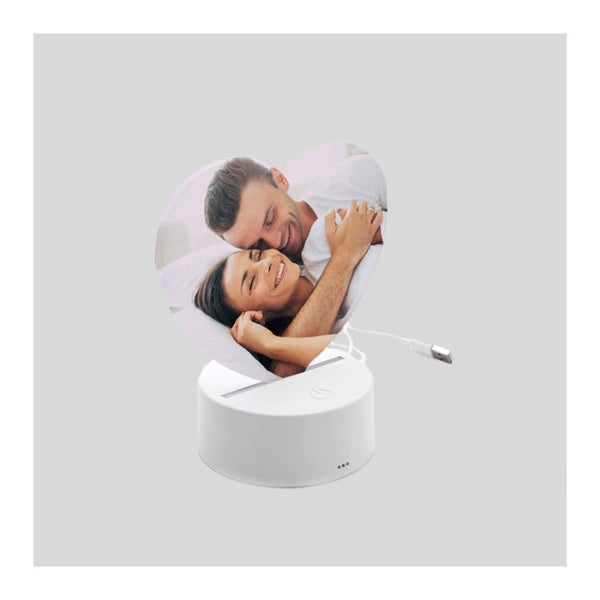 Base LED Multicolor con Plexy Sublimatico Cuore 15x13 cm.