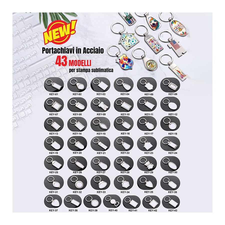 Portachiavi in Metallo sublimatici con inserto in alluminio varie forme