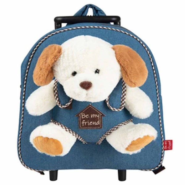 Zaino con Trolley Staccabile Peluche Cane 28 cm Perletti