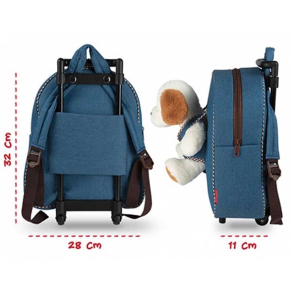Zaino con Trolley Staccabile Peluche Cane 28 cm Perletti