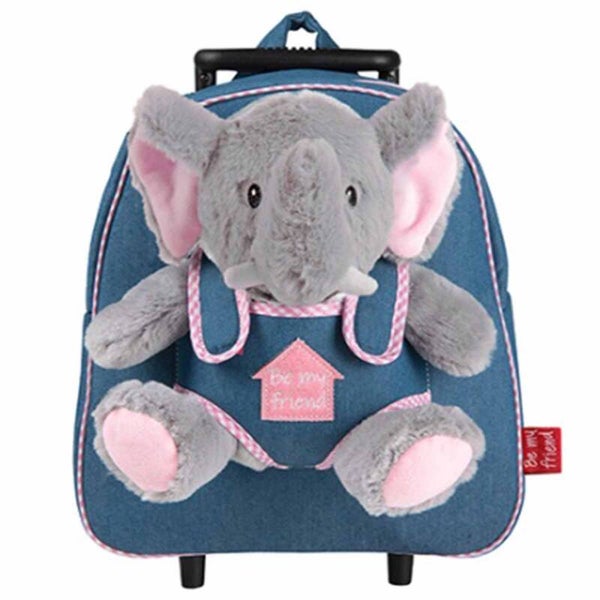Zaino con Trolley Staccabile Peluche Elefante 28 cm Perletti
