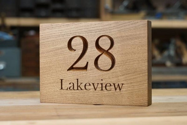 Personalised Solid Oak House Sign | Engraved House Number & Name Plaque