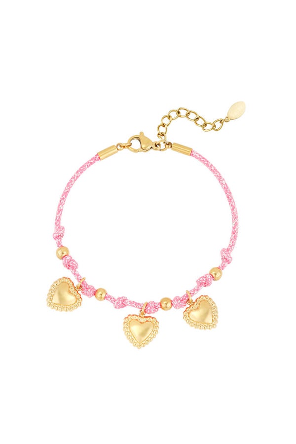 Puck armband roze goud