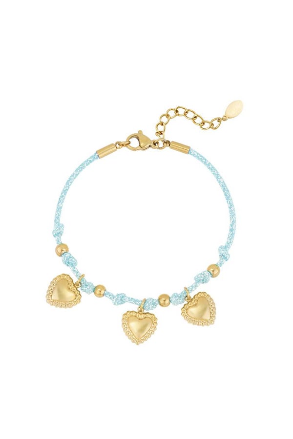 Puck armband blauw goud