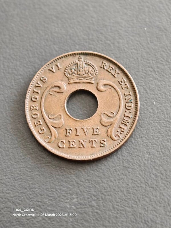 1941 East African 5 cents Coin