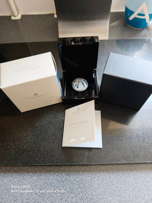 2025 King Charles Fine Silver Proof Sovereign with COA, display and boxes