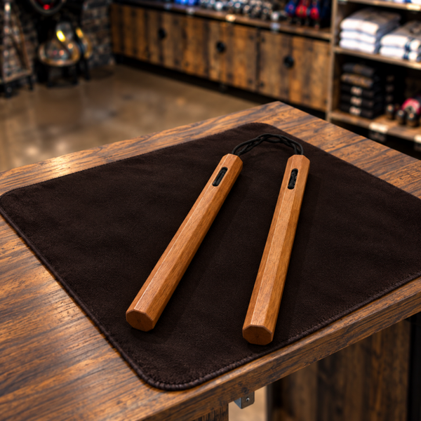 Traditional Wooden Nunchaku – Octagonal Hardwood with Nylon Cord