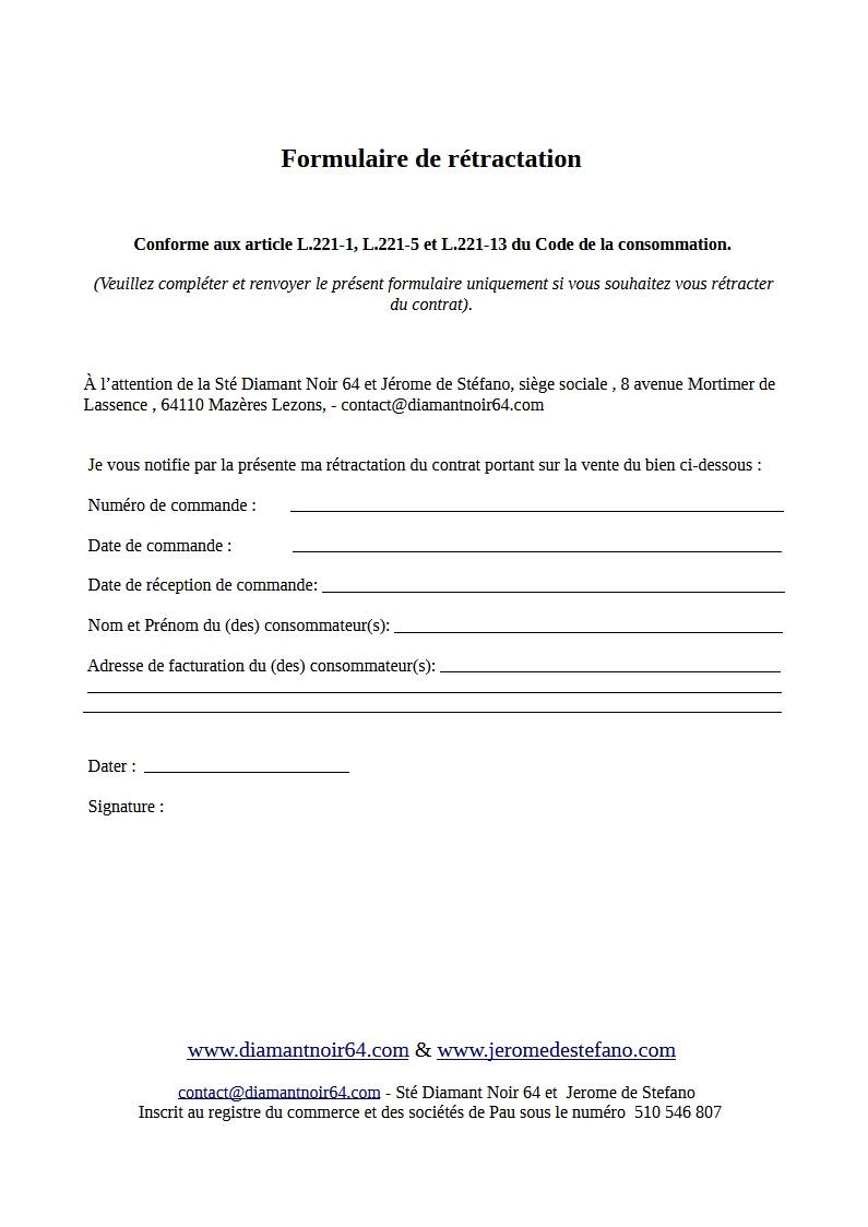 formulaire de rétractation jerome de stefano artisant bijoutier créateur made in france 