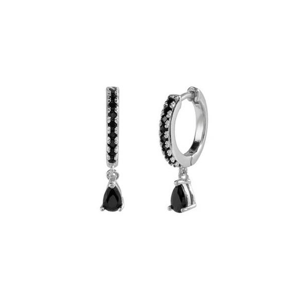 Oorbellen zwart zirkonia- zilver
