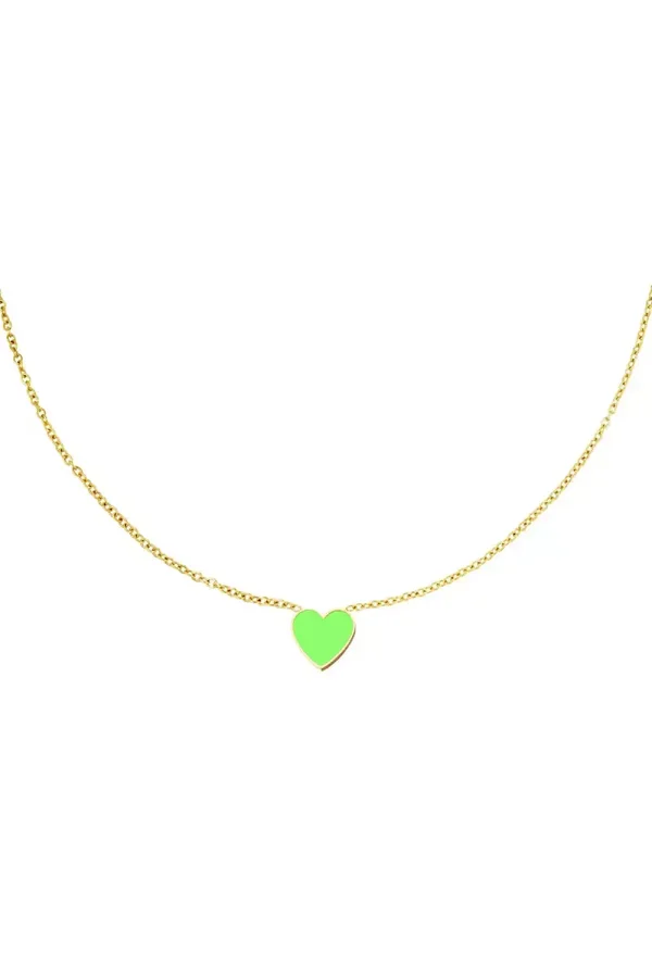 ketting met kleurrijk hartje bedel- groen goud