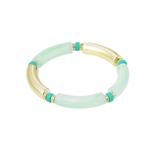 Tube armband Aqua - Goud