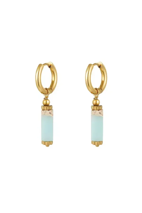 Oorbellen natuursteen blauw/rood- goud