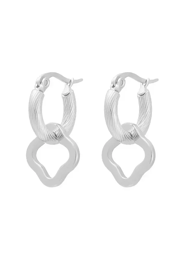 Oorbellen gedraaid met klaver - zilver