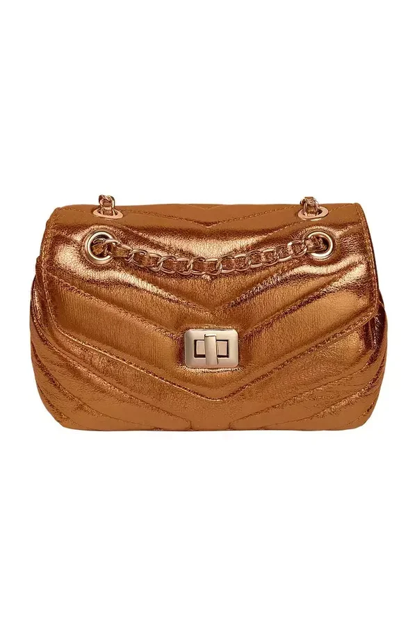 Metallic C bag - bruin