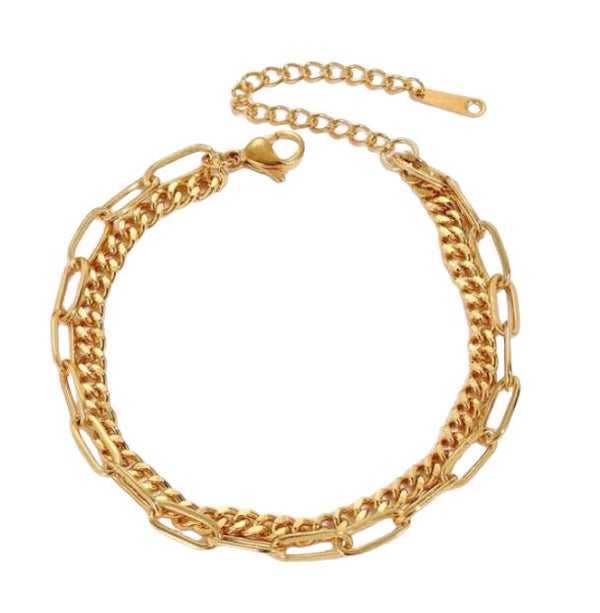 Armbandje dubbele ketting - goud