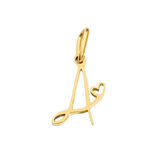 Letter initialen hanger hartje A t/m Z- goud