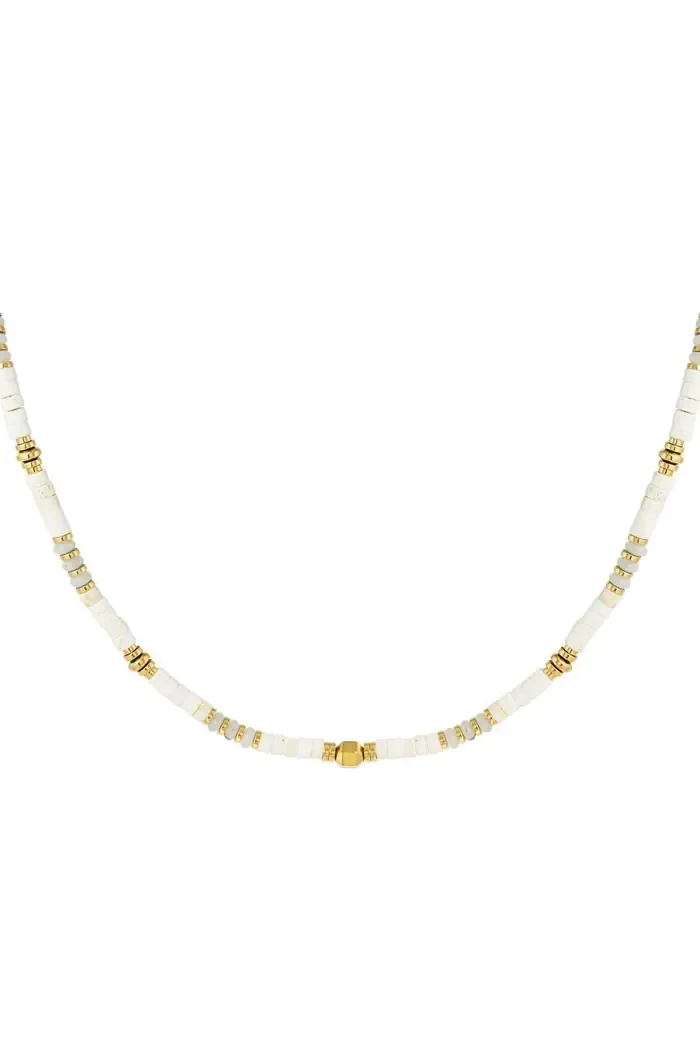 Ketting natuursteen wit - goud