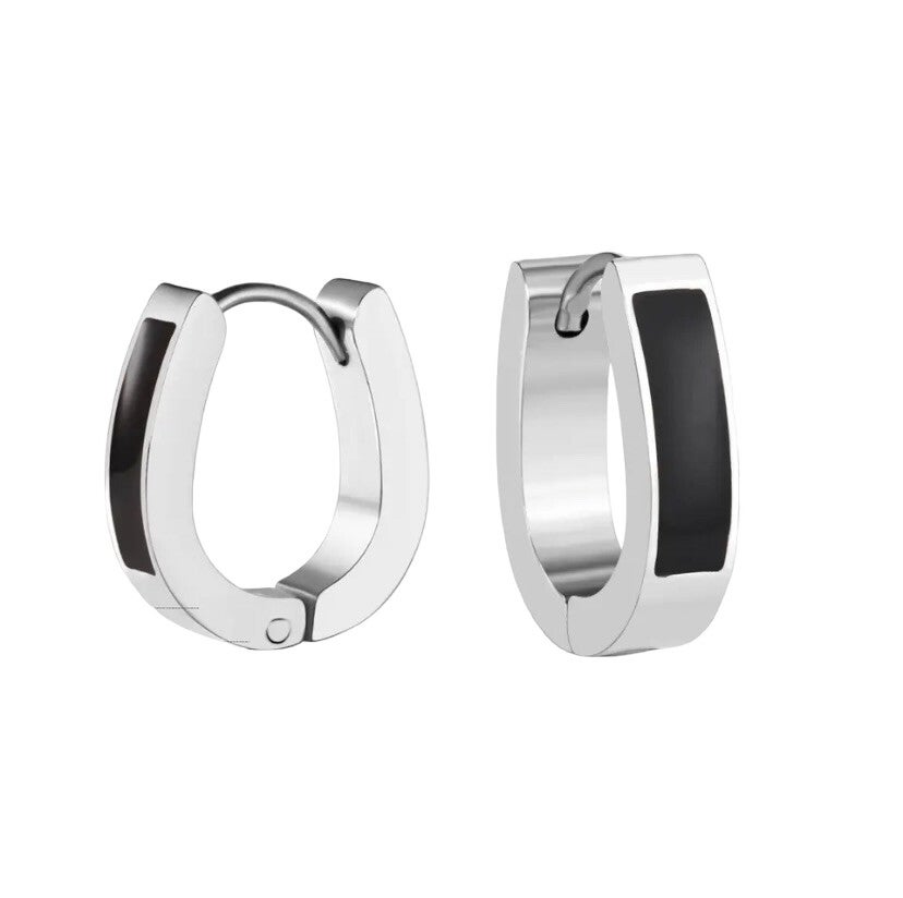 Oorbellen druppel zwart- zilver