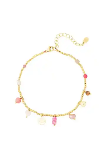 Enkelbandje happy roze- goud