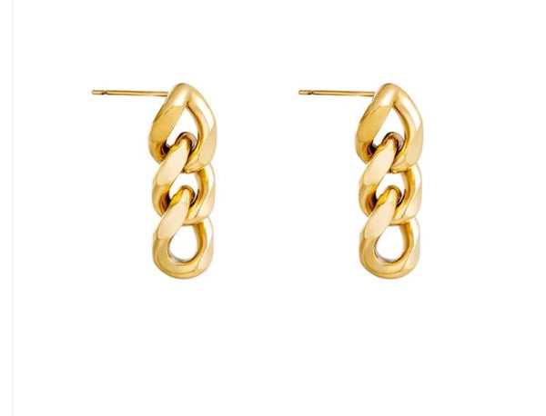 Oorbellen chunky chain - goud