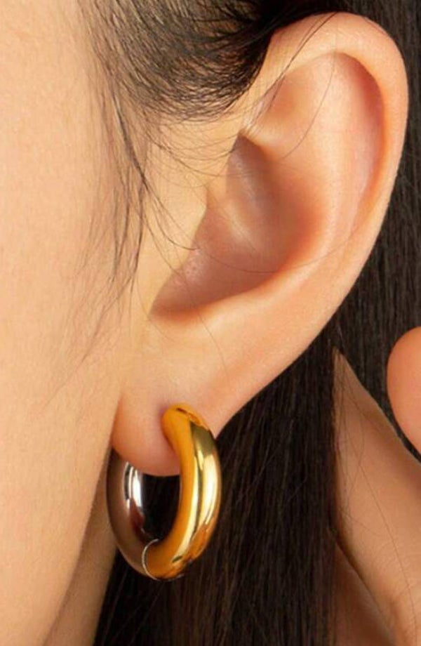 Oorbellen two tone / bicolor rond chunky - goud/zilver