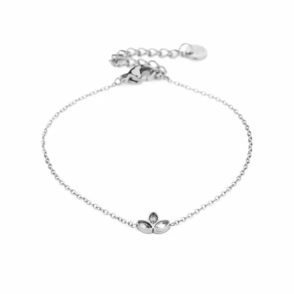 Armband lotus bloem steentjes - zilver