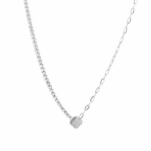 Ketting klavertje - zilver