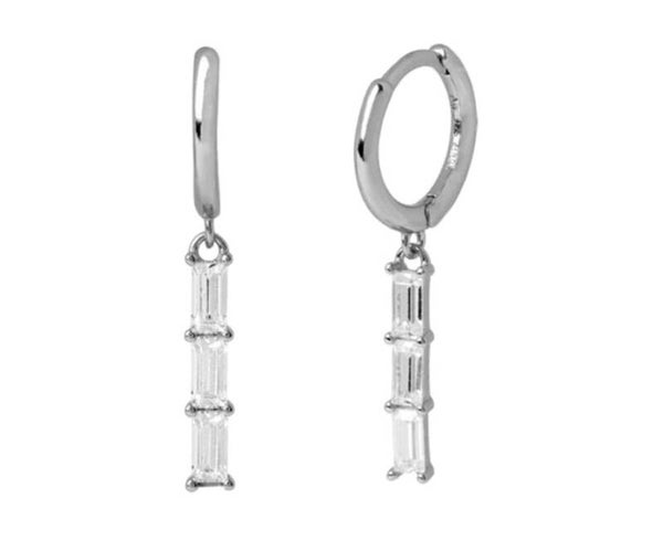 Oorbellen 3 zirkonia steentjes 12 mm - zilver