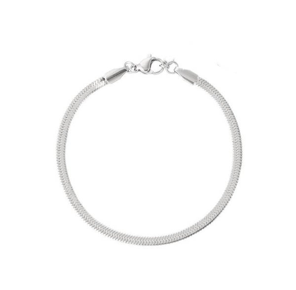 Armband flat snake - zilver