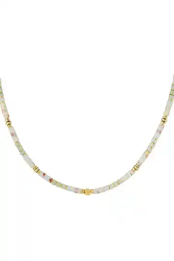 Ketting natuursteen blauw/rode- goud