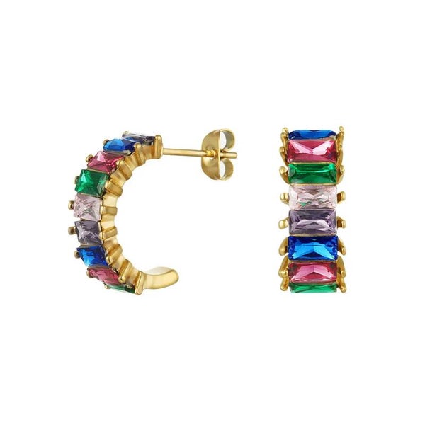 Oorsteker Zirkoon multi- goud