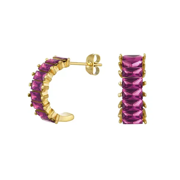 Oorsteker zirkoon fuchsia