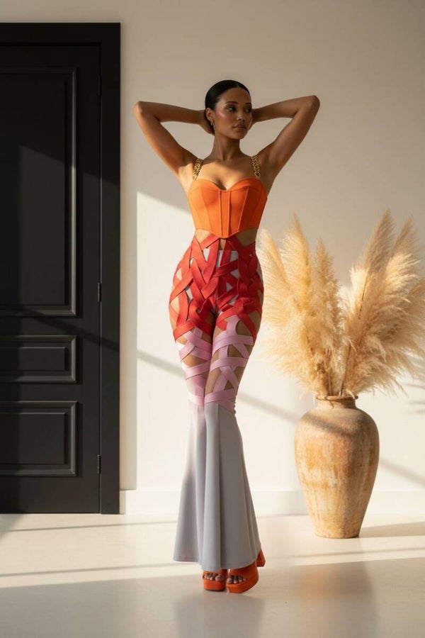 Jumpsuit degradè con intreccio
