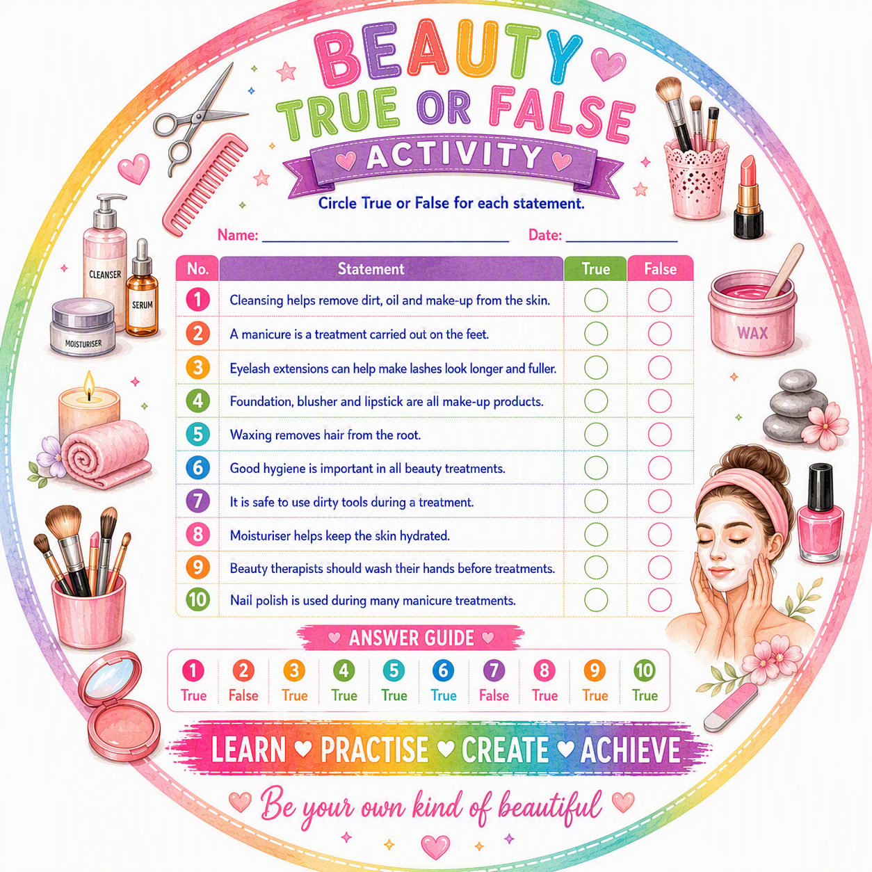 True or False Activity: Facial, Skull and Girdle Bones & Answer Guide