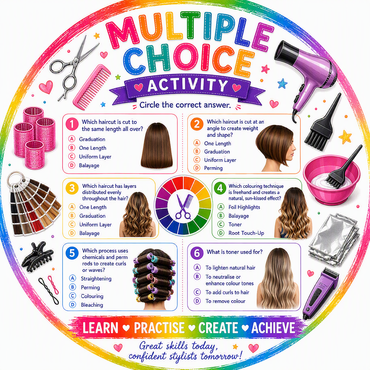Balayage Multiple Choice Activity & Answer Guide