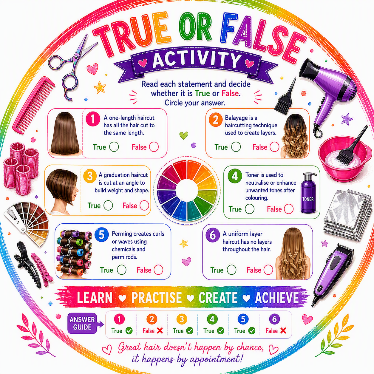 Balayage True or False Activity & Answer Guide