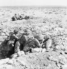 British soldiers in defensive positions near Tobruk during the North African Campaign of the Second World War.