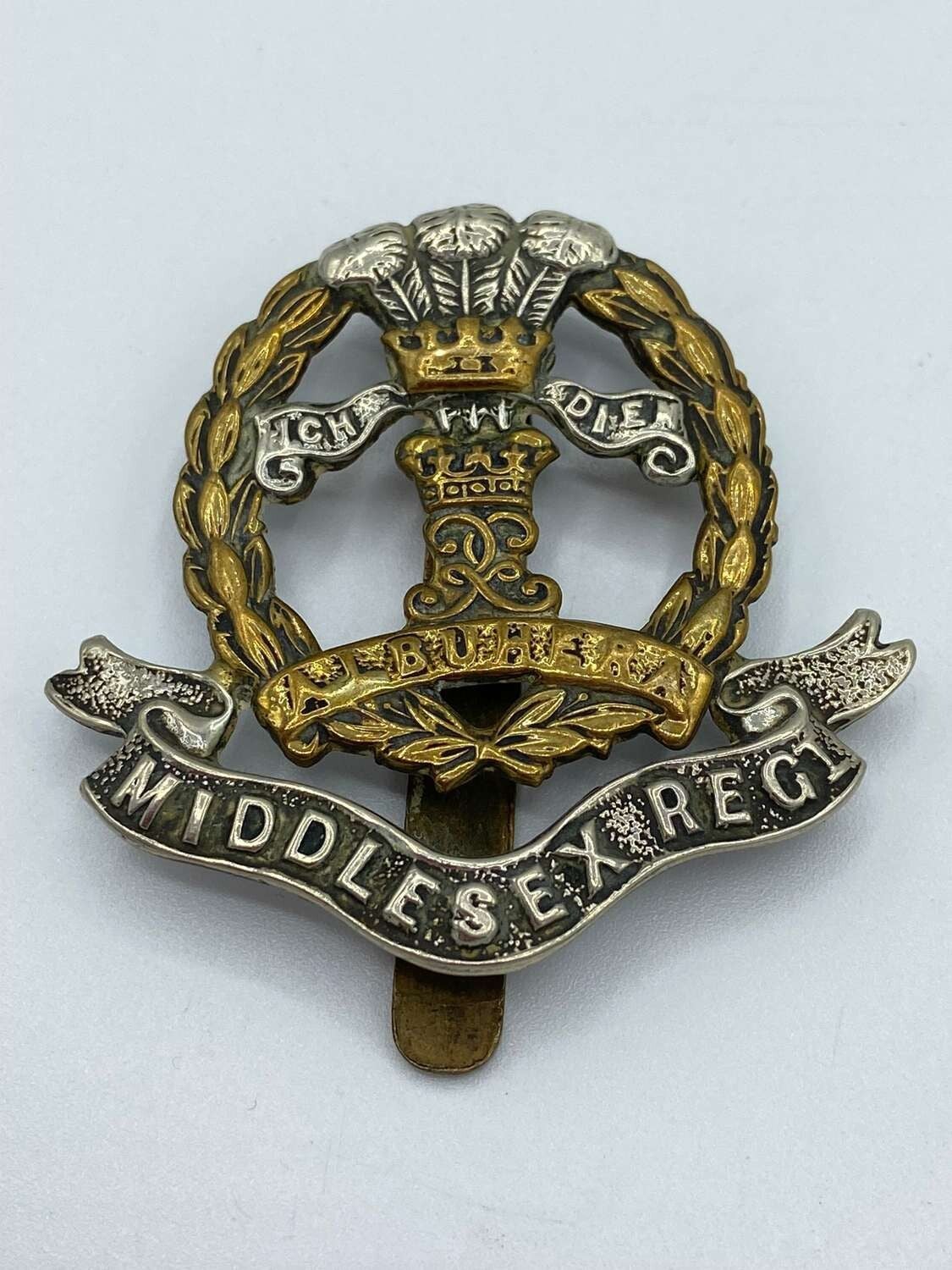 Middlesex Regiment cap badge used by soldiers of the British Army during the First World War