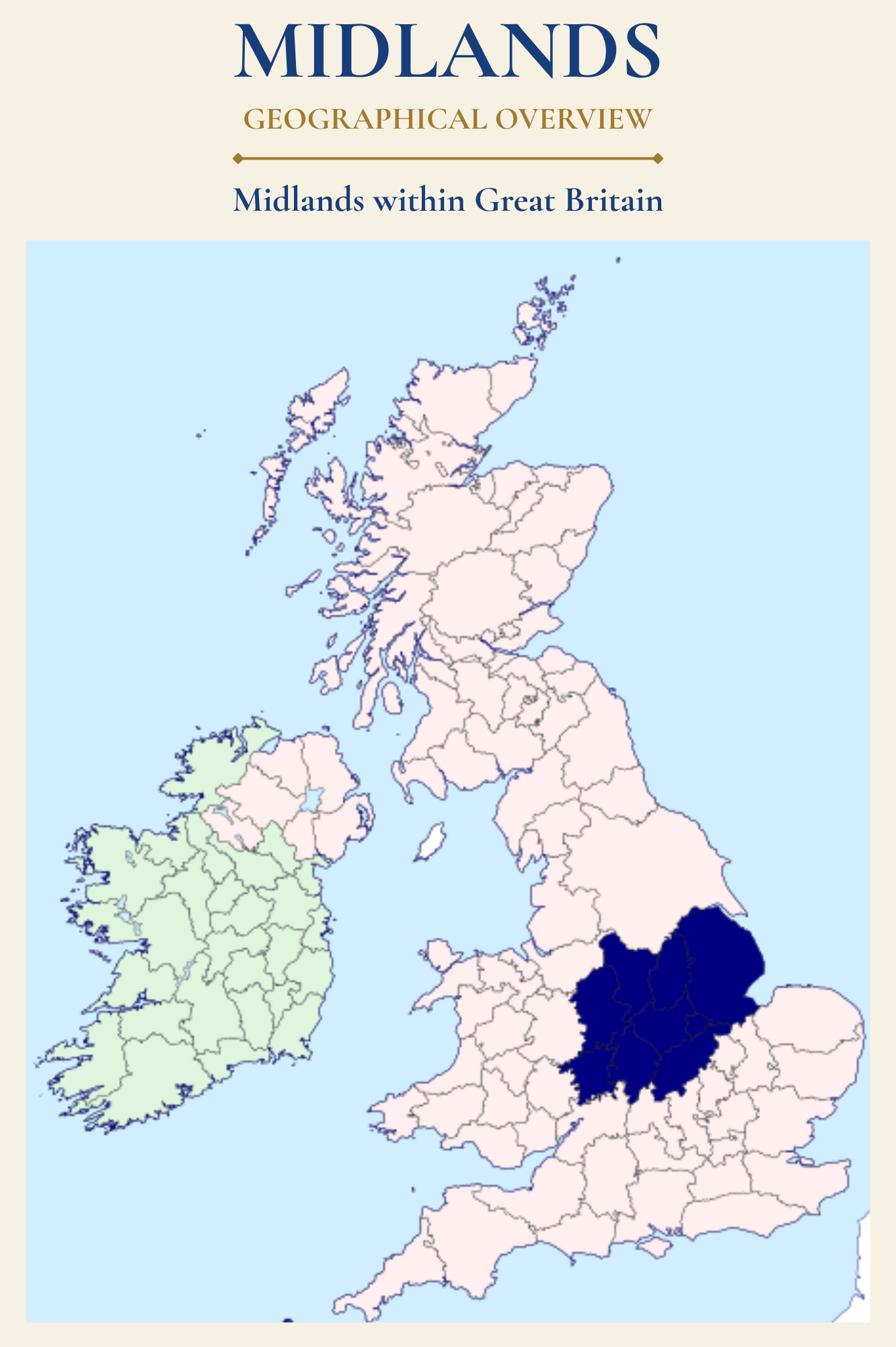 Map showing Scotland within the United Kingdom and the geographical origins of Scotland's historic infantry regiments.