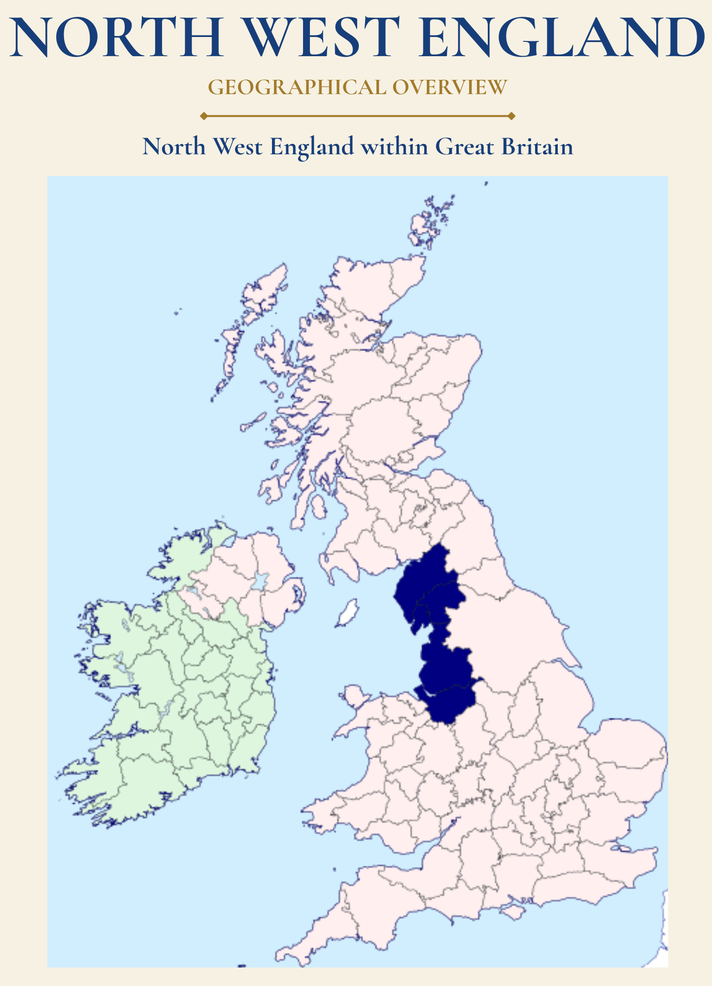 Map showing Scotland within the United Kingdom and the geographical origins of north west England's historic infantry regiments.