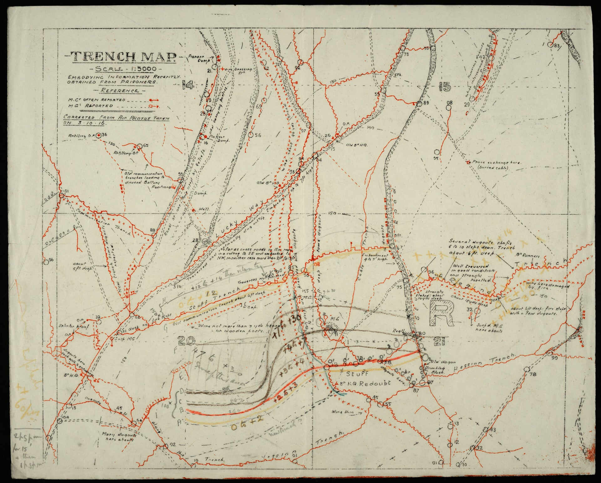 WW1 Somme trench map British Army frontline positions trench warfare map