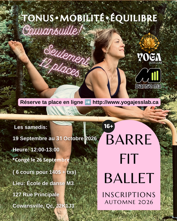 (Samedi 12:00-13:00) Cours Barre fit Ballet Cowansville Ecole M3