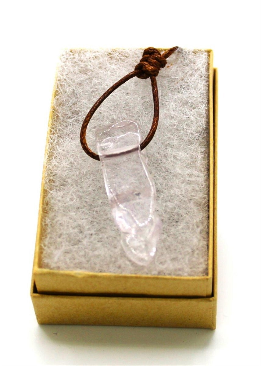 Quartz from Brazil Approx. 4 cm x 1 cm necklace on leather string