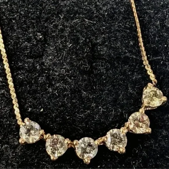 10K Yellow Gold 2.63G Natural Diamond 1.1Ct 18" Necklace, Made in Canada