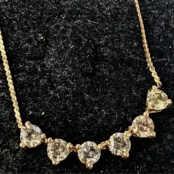 10K Yellow Gold 2.63G Natural Diamond 1.1Ct 18" Necklace, Made in Canada