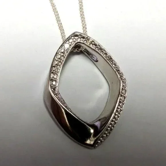 Natural Diamond Silver Pendant.