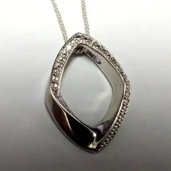 Natural Diamond Silver Pendant.