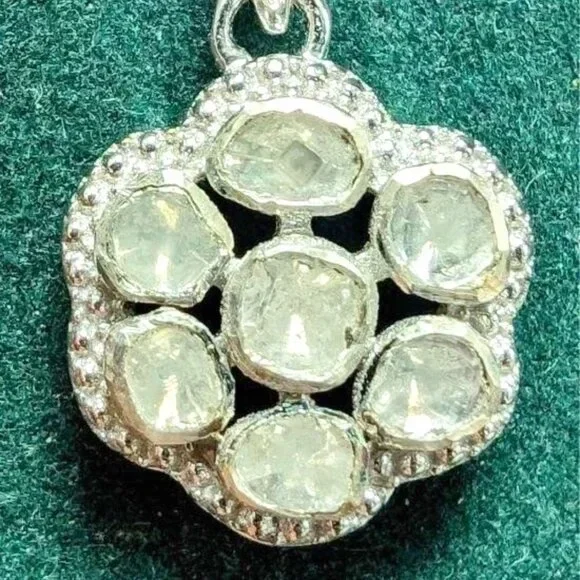 Natural Diamond Silver Pendent.