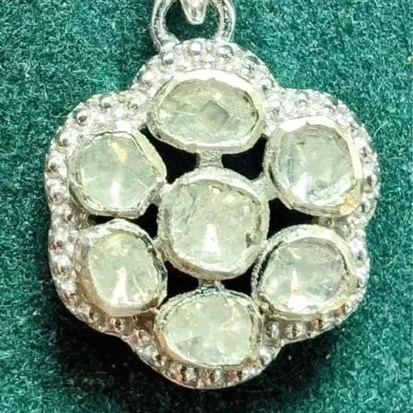 Natural Diamond Silver Pendent.