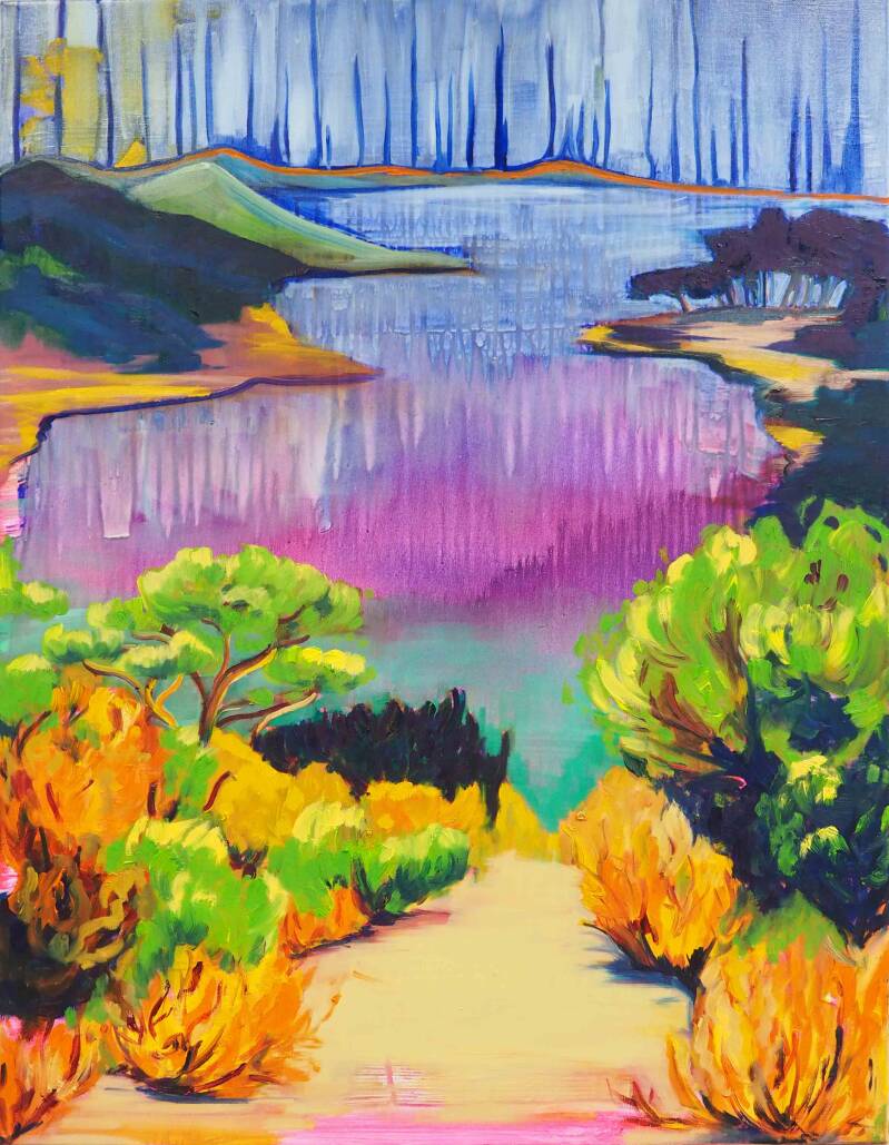 Vooruitzicht, 90 x 70 cm, acryl en olieverf op doek, 2022